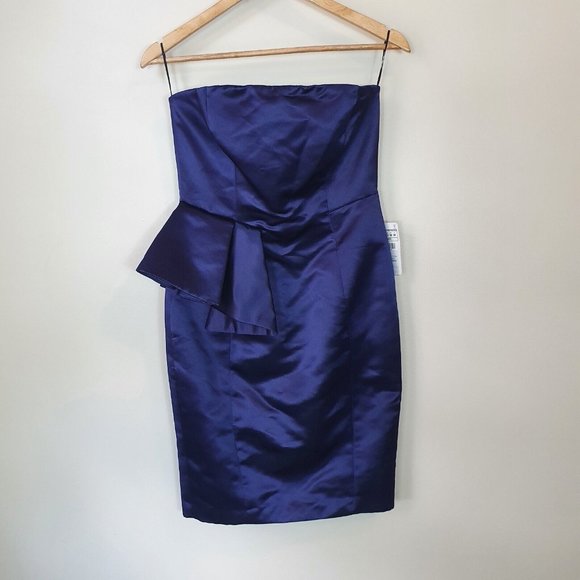 ZARA Dress Sze M Peplum silky purple Midi Evening Party Cocktail wedding formal - Picture 3 of 6